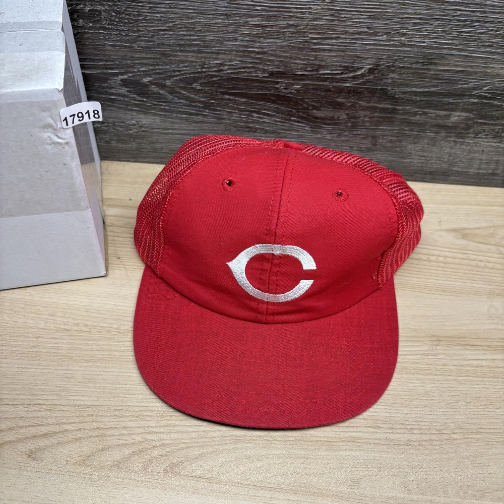 Vintage Cincinnati Reds Hat Cap Snap Back Mens Red MLB Baseball Trucker 90s - Picture 10 of 10